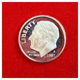 2007-S Roosevelt 90% Silver Proof Dime