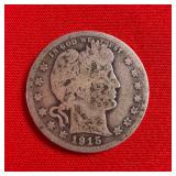 1915 Barber 90% Silver Quarter