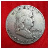 1954 Franklin 90% Silver Half Dollar