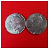 2 - 1972 Eisenhower 'Ike' $1 Dollar Coins