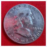 1954 Franklin 90% Silver Half Dollar