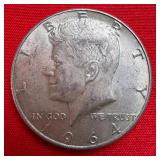 1964 Kennedy 90% Silver Half Dollar