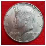 1964 Kennedy 90% Silver Half Dollar