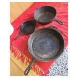 3 vtg cast Iron pansy  a- lodge usa c- usa d-