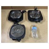 3pc PORTABLE ELECTRIC TABLETOP BURNERS - works