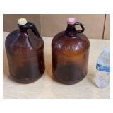 2 Vintage CLOROX & PUREX Amber Glass Jugs