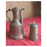 2 antique kettle copper
