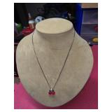 925 necklace w/ strawberry ruby au925 pendant 6.7