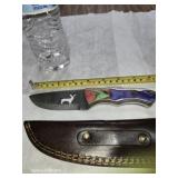Damascus steel knife full shank sheath