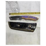Damascus steel knife, full metal, shank leather