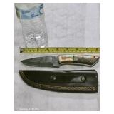 Damascus steel knife metal shank sheath