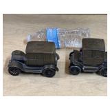 2pc BANTHRICO Die Cast Metal Car Banks