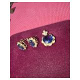Flower design  earring and  pendant blue stone
