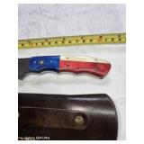 Damascus steel knife with sheath
