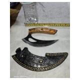 Damascus steel skinning knife leather sheet