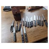14 misc knives, 4 Wusthof, 4 Henckels w/ block