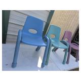 3 vintage childrens  chair blue,green, & purple