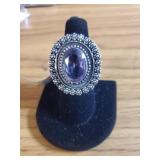 Amethyst ring size 8 German Silver NEW