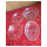 2 vtg Hobnail footed  bowl, 1 Hocking  salad