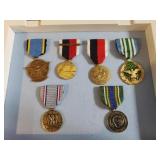 Collection of Military Medal 6 in display case