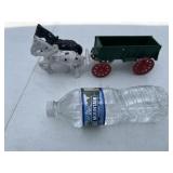 Vintage Cast Iron 2ï¿½HORSE DRAWN WAGON