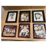 6pc Glass & Framed BASEBALL LEGENDS
