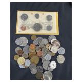 Lot of Foreign Coins & Canadian Mint Set