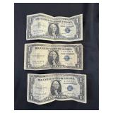 Lot of 3 Silver Certificates Dollars
