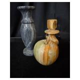 Lot of 3 stone vase candle holder apple