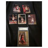 Lot of 6 Michael Jordan cards, 1 graded