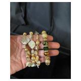 Lot if 4 bracelets gold tone shimmer beads shells