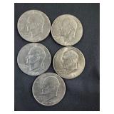 Lot of 5 Eisenhower Dollar Coins