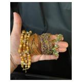 Lot of 4 orange/pink/green bracelets