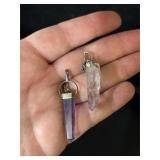 2 Sterling silver 925 and amethyst crystal pendant