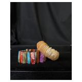 Lot of 2 shell bracelets orange/pink/blue