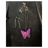 Butterfly earrings and necklace set