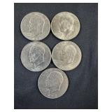 Lot of 5 Eisenhower Dollar Coins