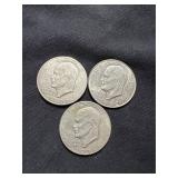 Lot of three Eisenhower dollars