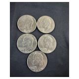 Lot of 5 Eisenhower Dollar Coins