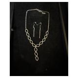 Rhinestone necklace and earrings set