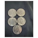 Lot of 5 Eisenhower Dollar Coins
