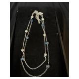 Long blue silver tone Monet necklace
