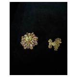 Lots of 2 brooches Austrian rhinestone & poodle