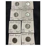Lot of 8 Uncirculated Steel Pennies
