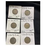 Lot of 6 Liberty V-Nickels