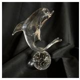 Royal Gallery Italian Glass 12' Dolphin Sculpture
