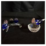 Lot of 2 Crystal bird sculptures