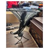 Unique Cornucopia Metal and Glass Vase