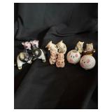 Lot of six pig themed salt and pepper shakers