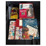 Lots of stamp books for kids and stamp supplies.